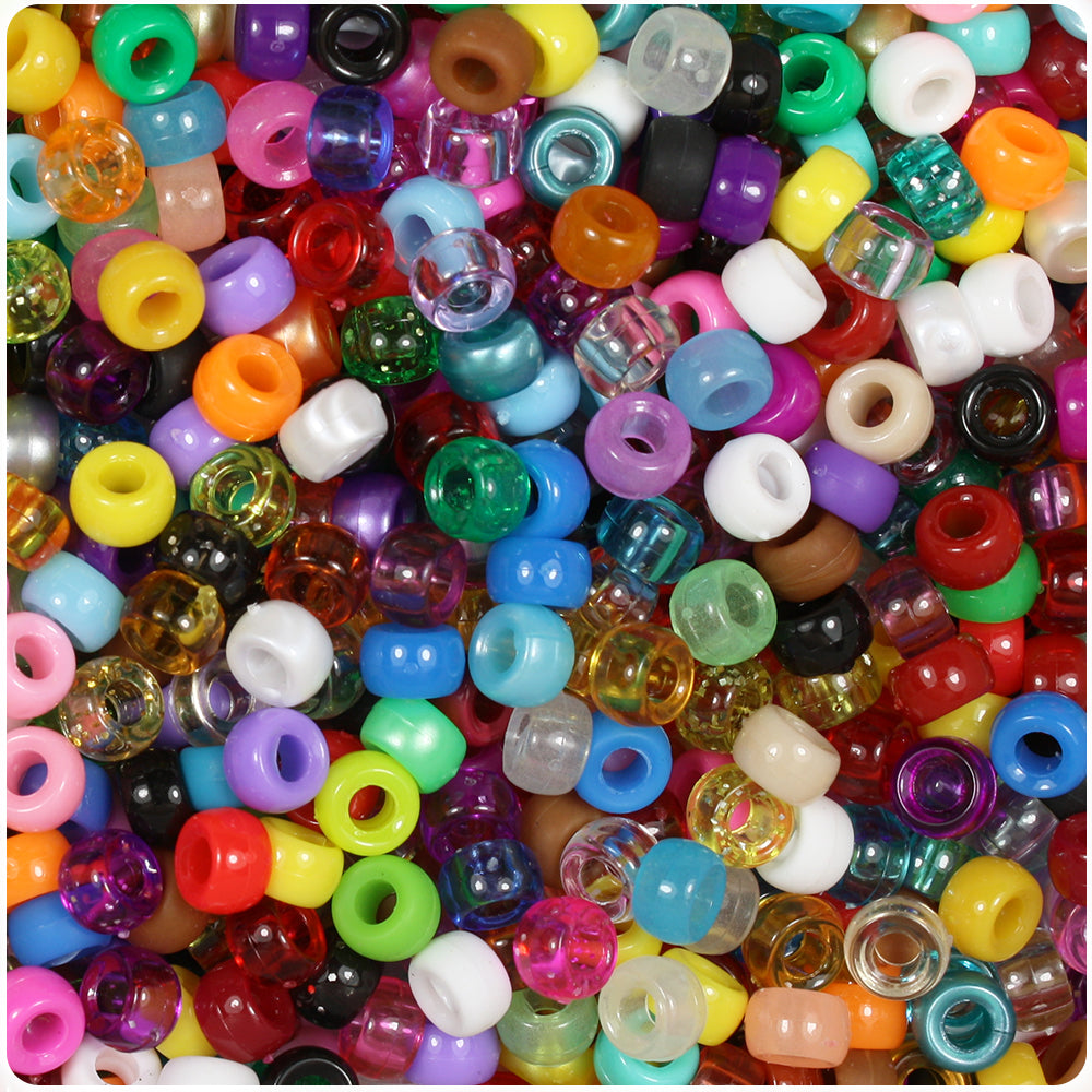 Randomly Mixed 6.5mm Mini Barrel Pony Beads (200pcs)