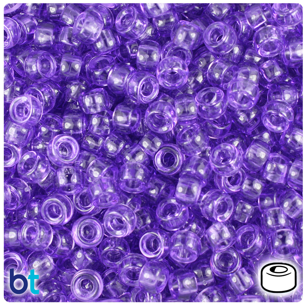 Amethyst Transparent 6.5mm Mini Barrel Pony Beads (1000pcs)