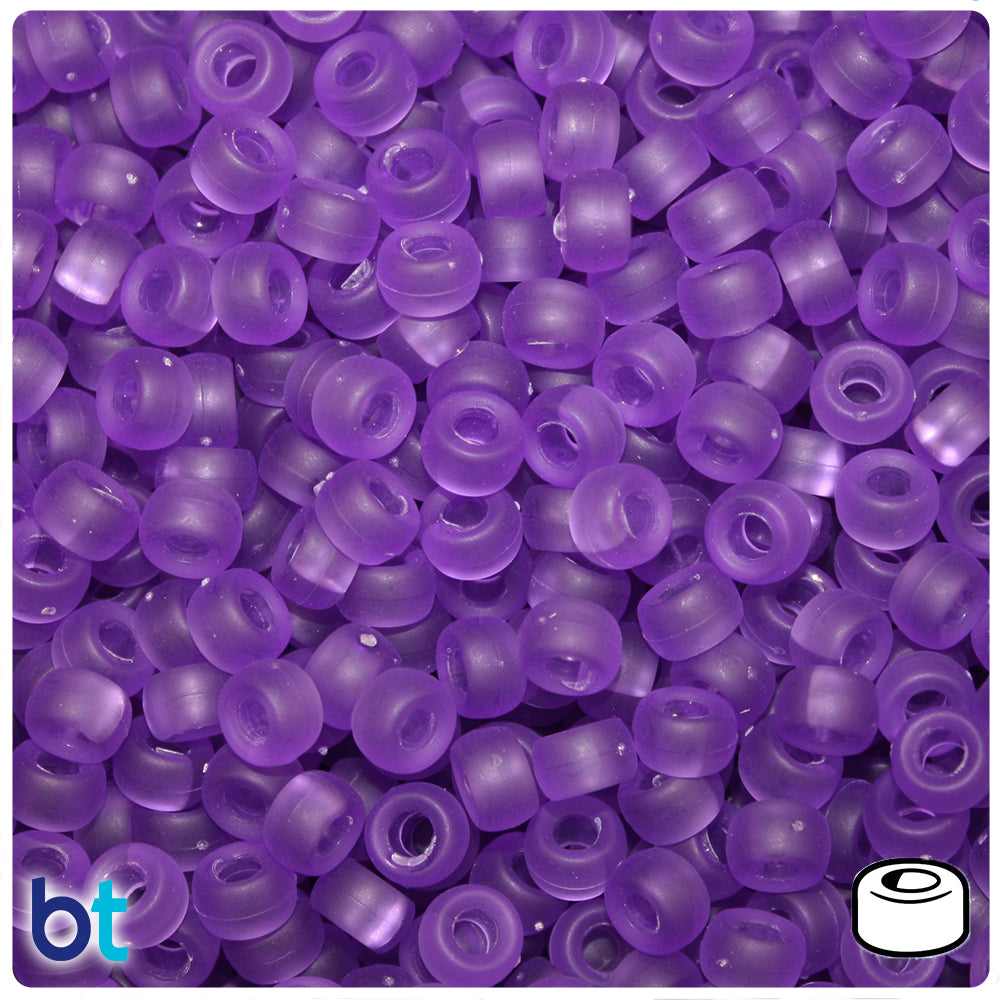 Amethyst Frosted 6.5mm Mini Barrel Pony Beads (200pcs)