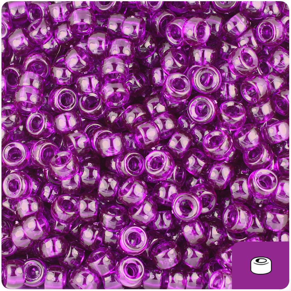 Dark Amethyst Transparent 6.5mm Mini Barrel Pony Beads (200pcs)