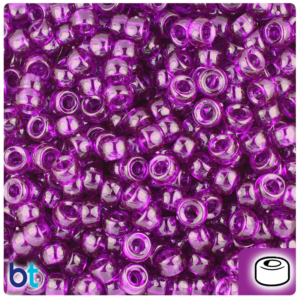 Dark Amethyst Transparent 6.5mm Mini Barrel Pony Beads (1000pcs)