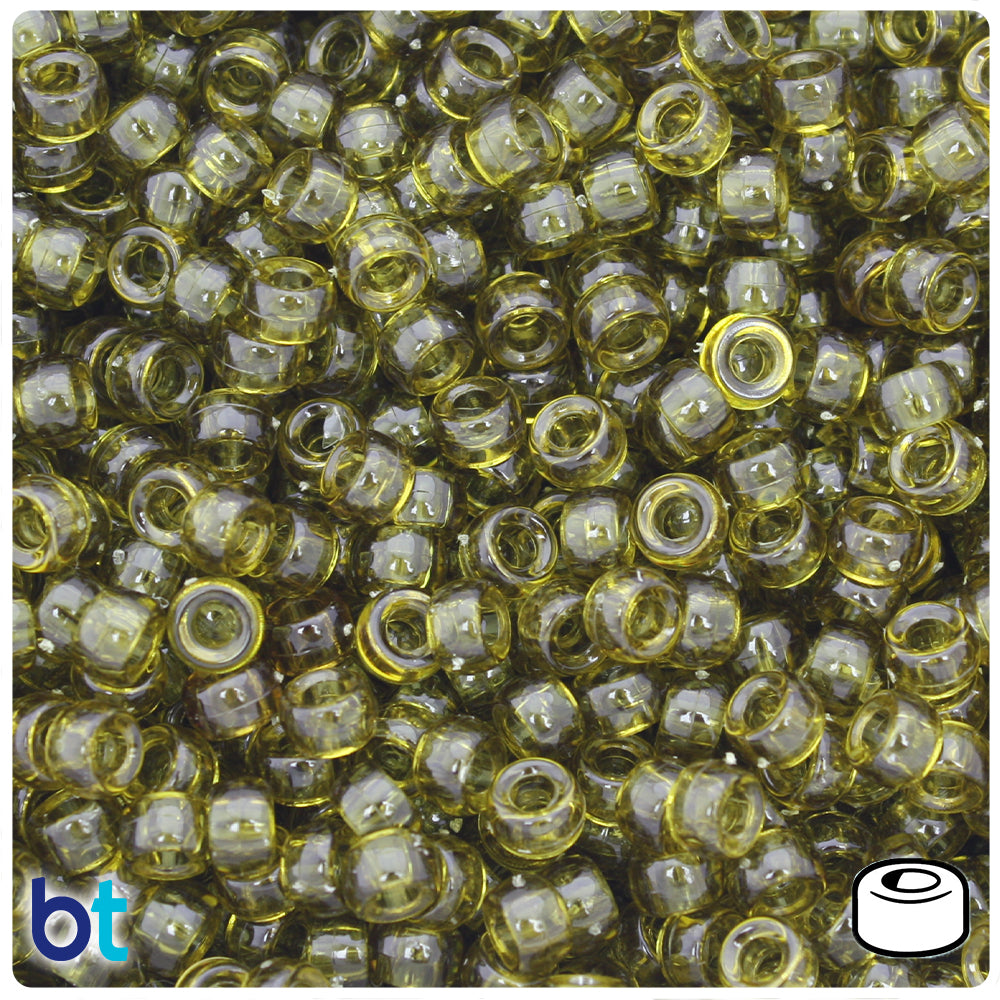 Avocado Transparent 6.5mm Mini Barrel Pony Beads (200pcs)