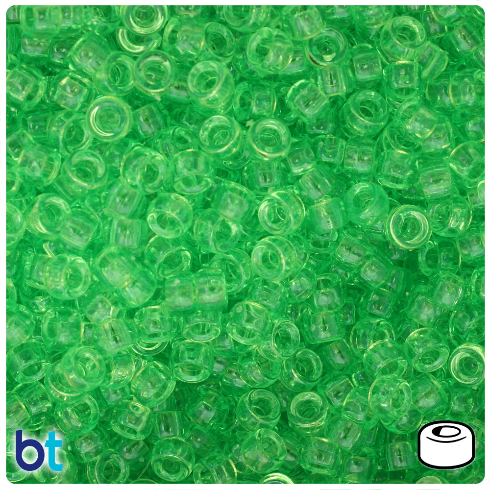 Lime Transparent 6.5mm Mini Barrel Pony Beads (200pcs)
