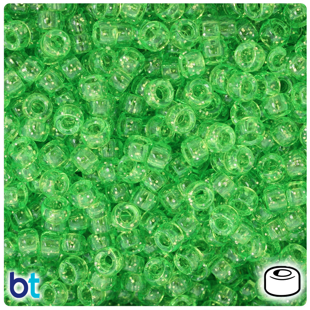 Lime Sparkle 6.5mm Mini Barrel Pony Beads (1000pcs)