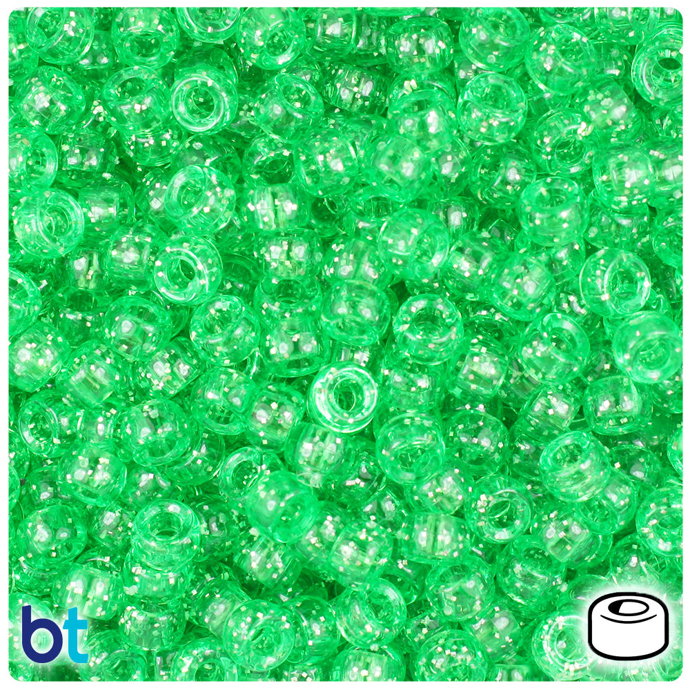 Mint Sparkle 6.5mm Mini Barrel Pony Beads (1000pcs)