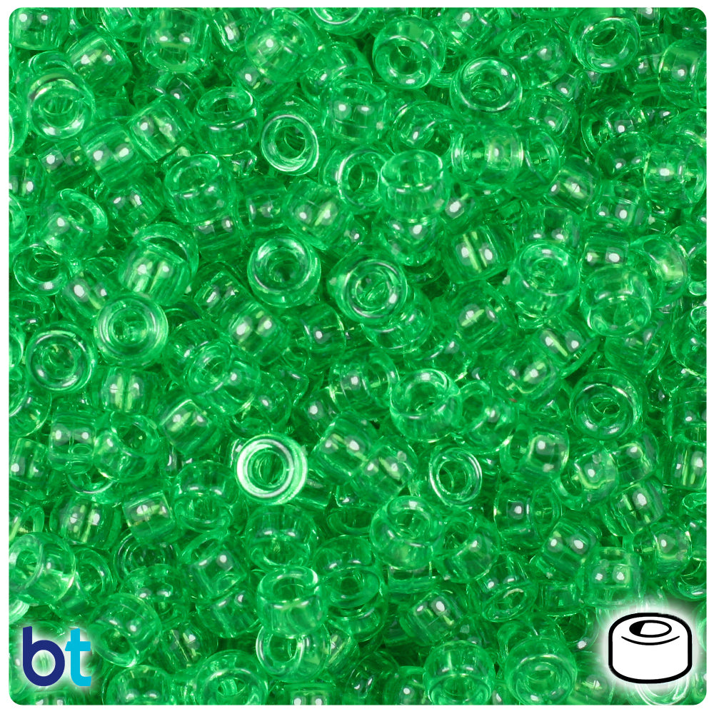Mint Transparent 6.5mm Mini Barrel Pony Beads (1000pcs)