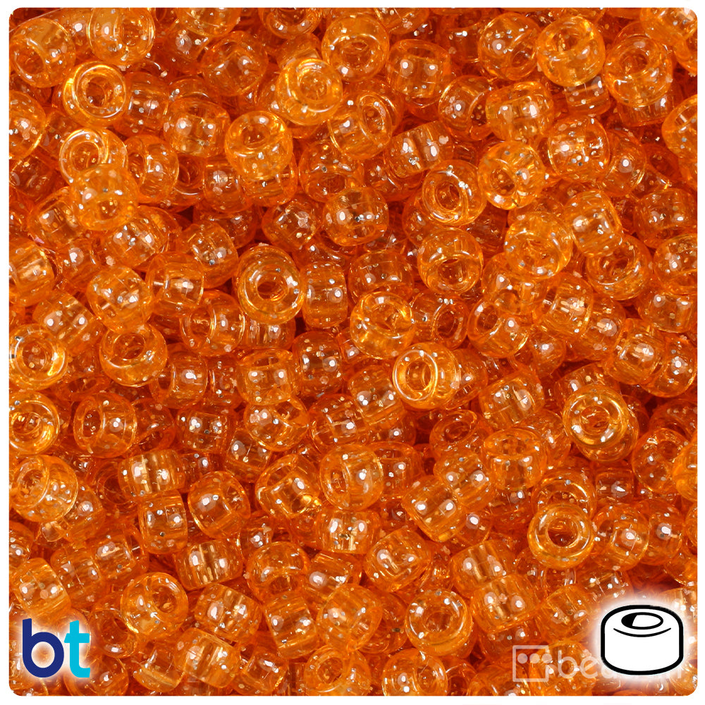 Orange Sparkle 6.5mm Mini Barrel Pony Beads (1000pcs)