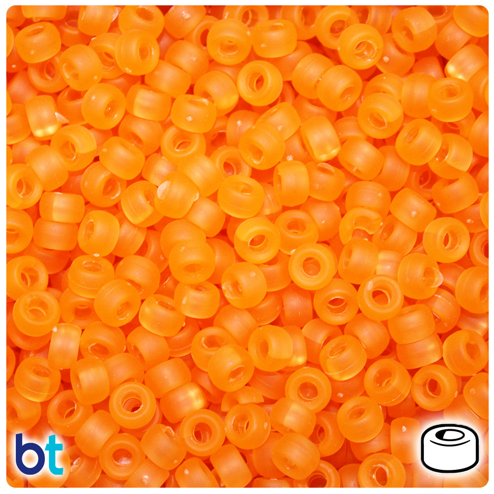  1000Pcs Pony Beads Bracelet 9mm Orange Plastic Barrel