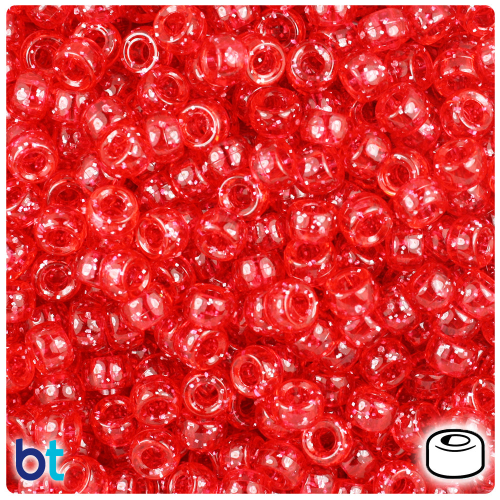 Ruby Sparkle 6.5mm Mini Barrel Pony Beads (1000pcs)