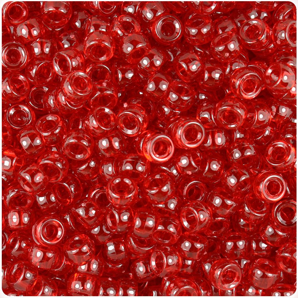Dark Ruby Transparent 6.5mm Mini Barrel Pony Beads (200pcs)