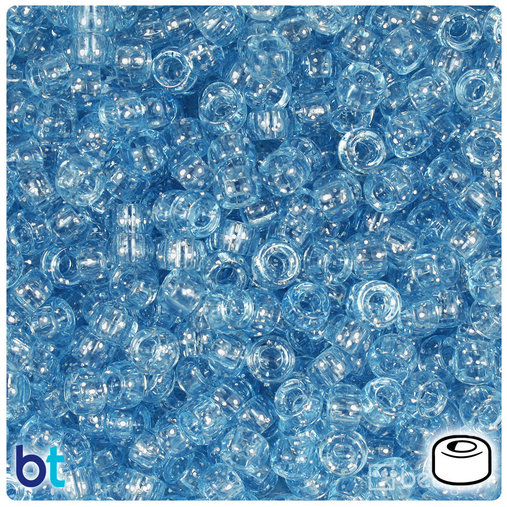 Light Sapphire Sparkle 6.5mm Mini Barrel Pony Beads (1000pcs)