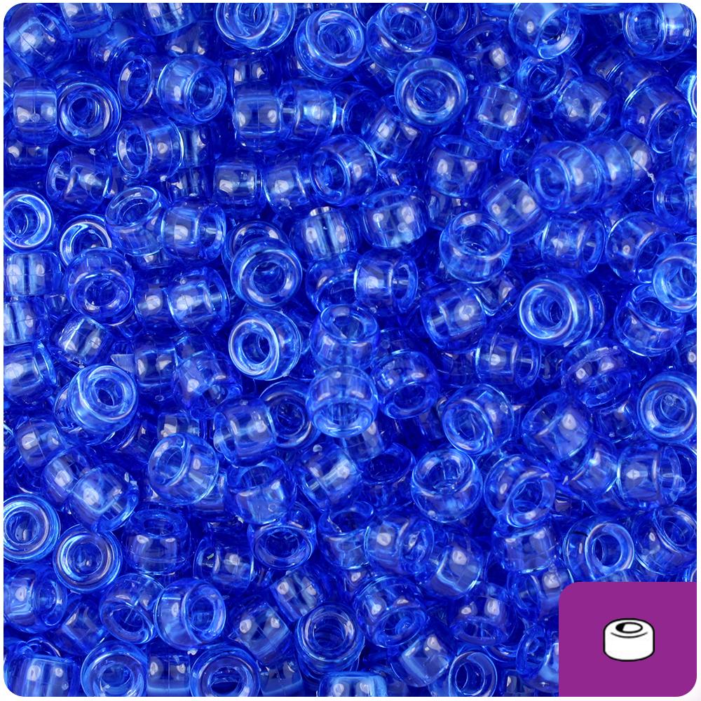 Dark Sapphire Transparent 6.5mm Mini Barrel Pony Beads (200pcs)