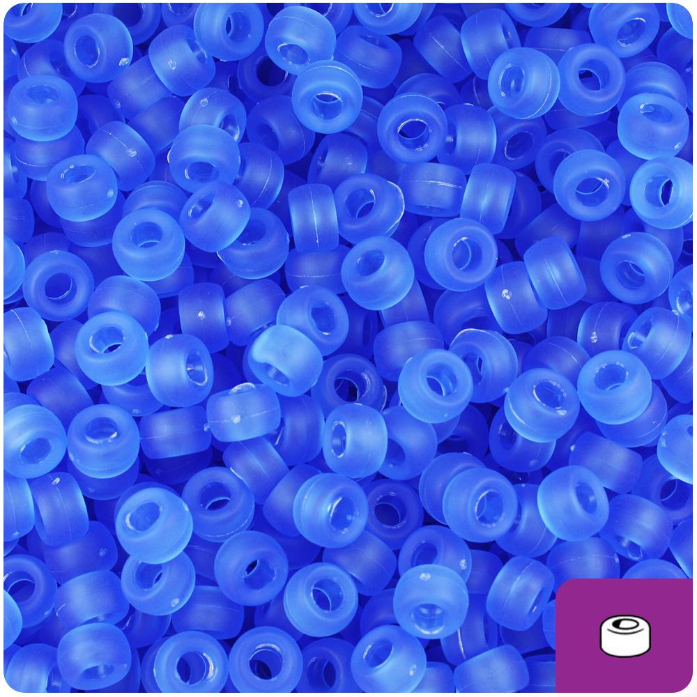 Dark Sapphire Frosted 6.5mm Mini Barrel Pony Beads (200pcs)