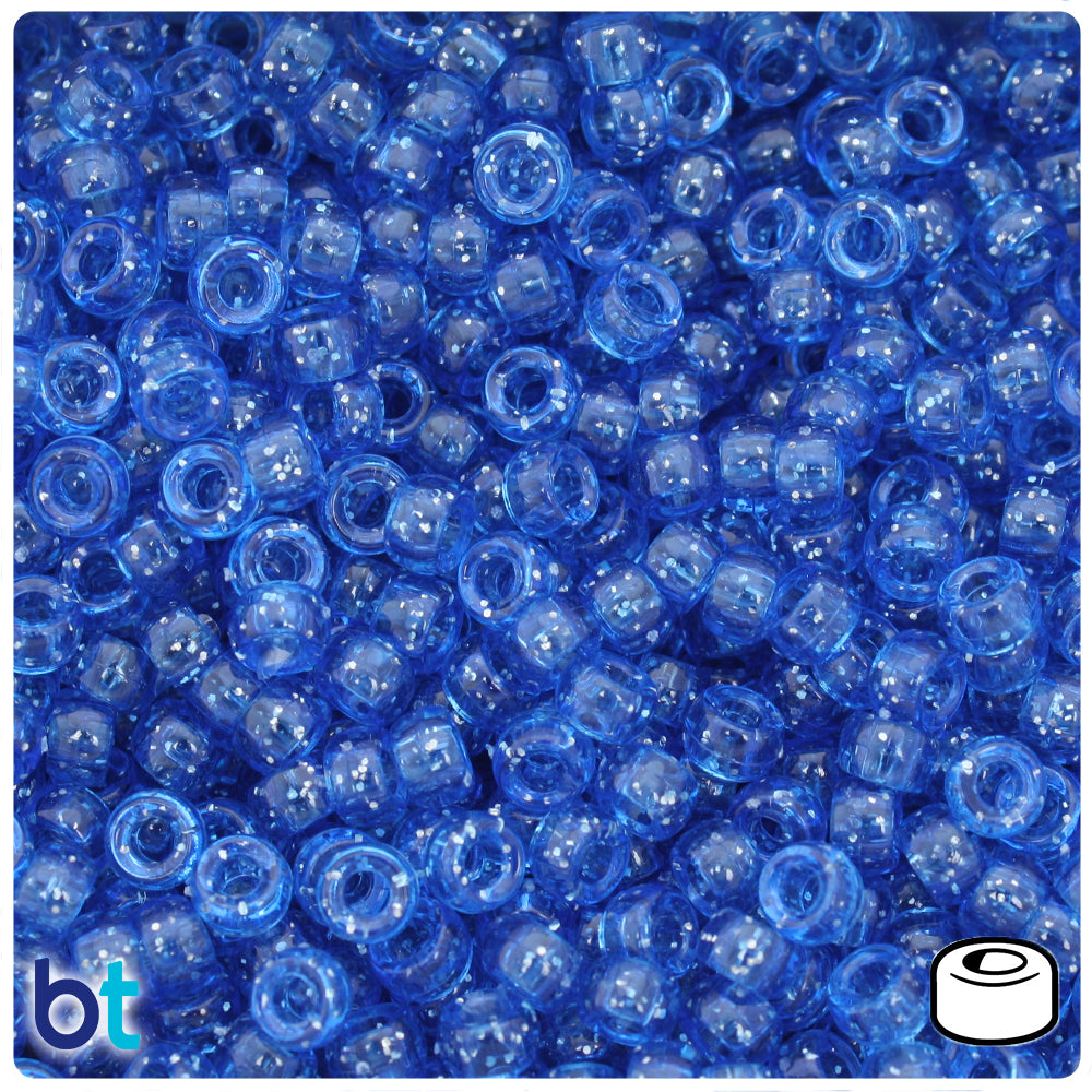 Dark Sapphire Sparkle 6.5mm Mini Barrel Pony Beads (200pcs)