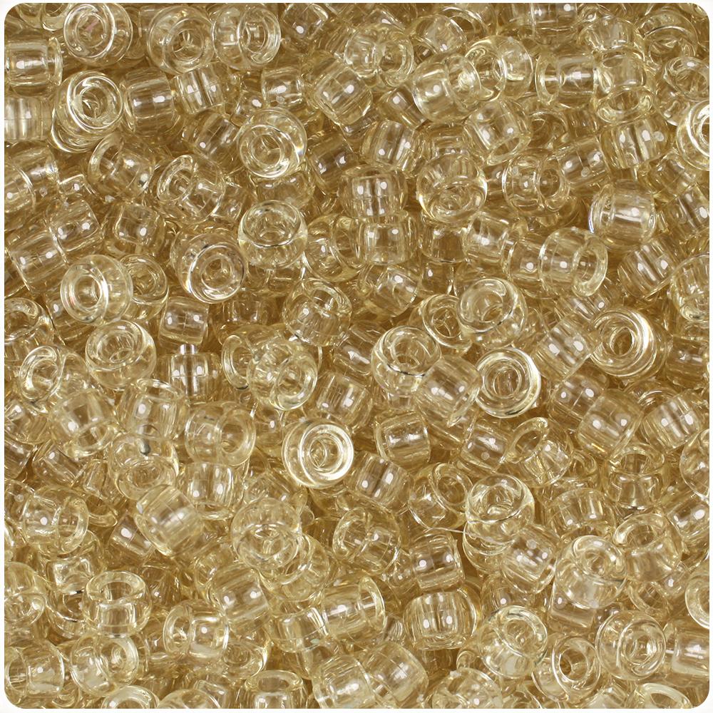 Champagne Transparent 6.5mm Mini Barrel Pony Beads (200pcs)