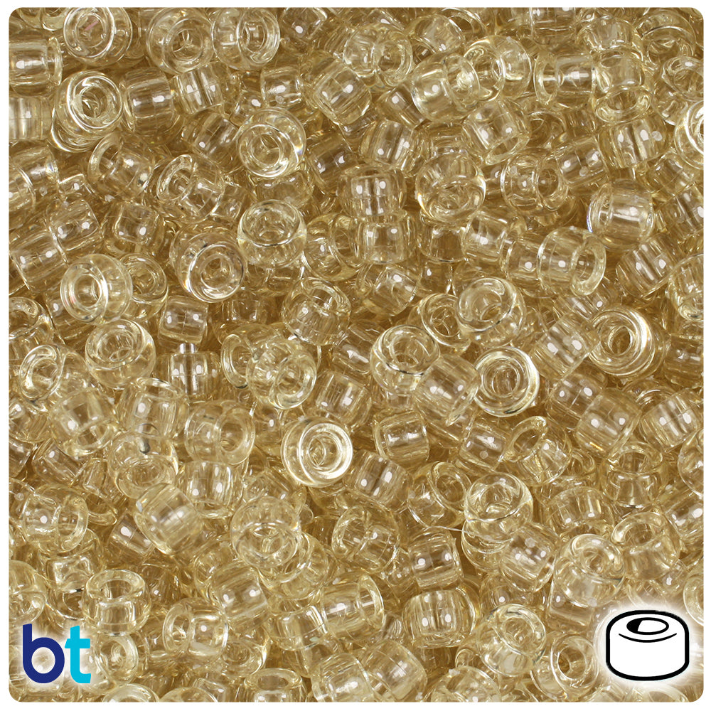 Champagne Transparent 6.5mm Mini Barrel Pony Beads (1000pcs)
