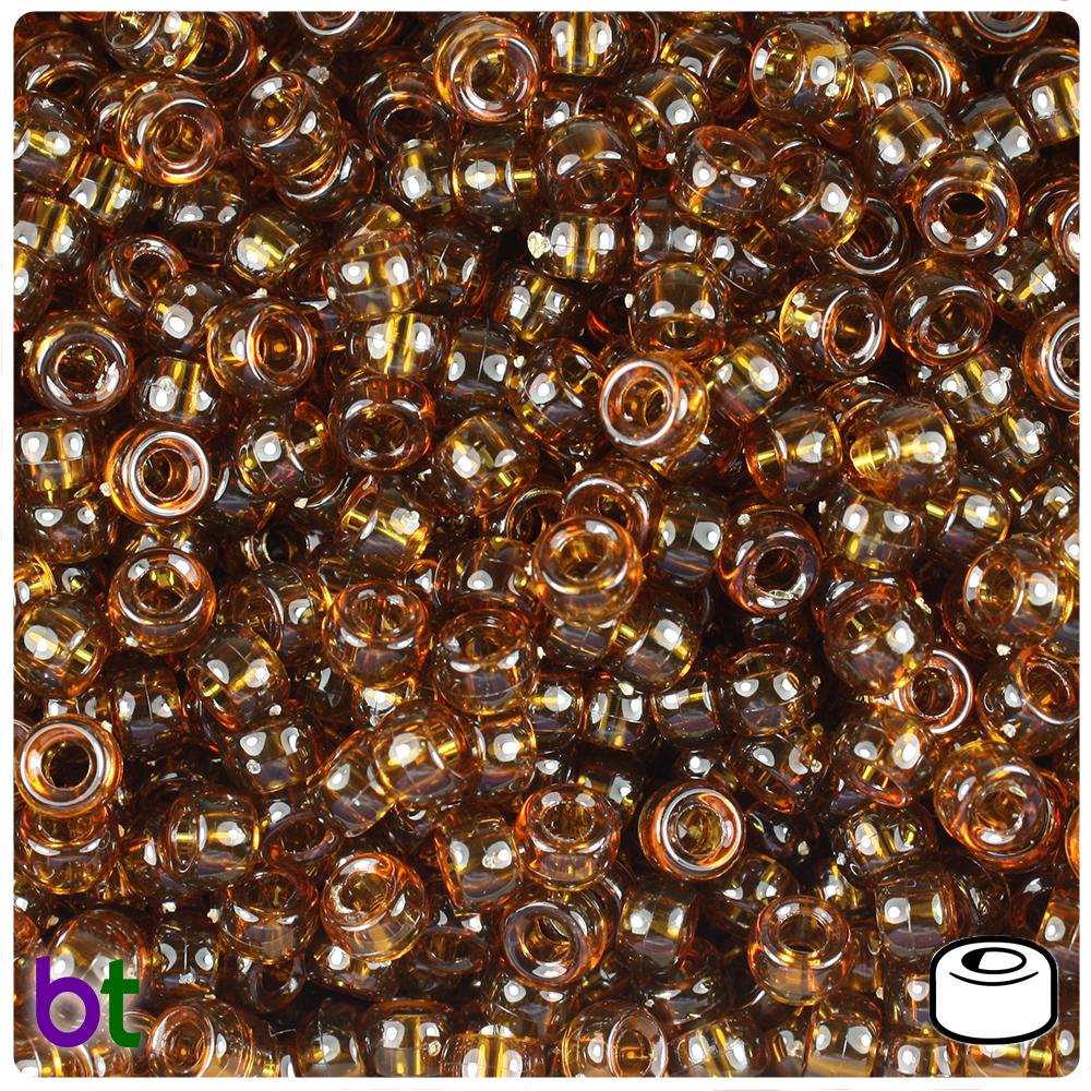 Root Beer Transparent 6.5mm Mini Barrel Pony Beads (200pcs)