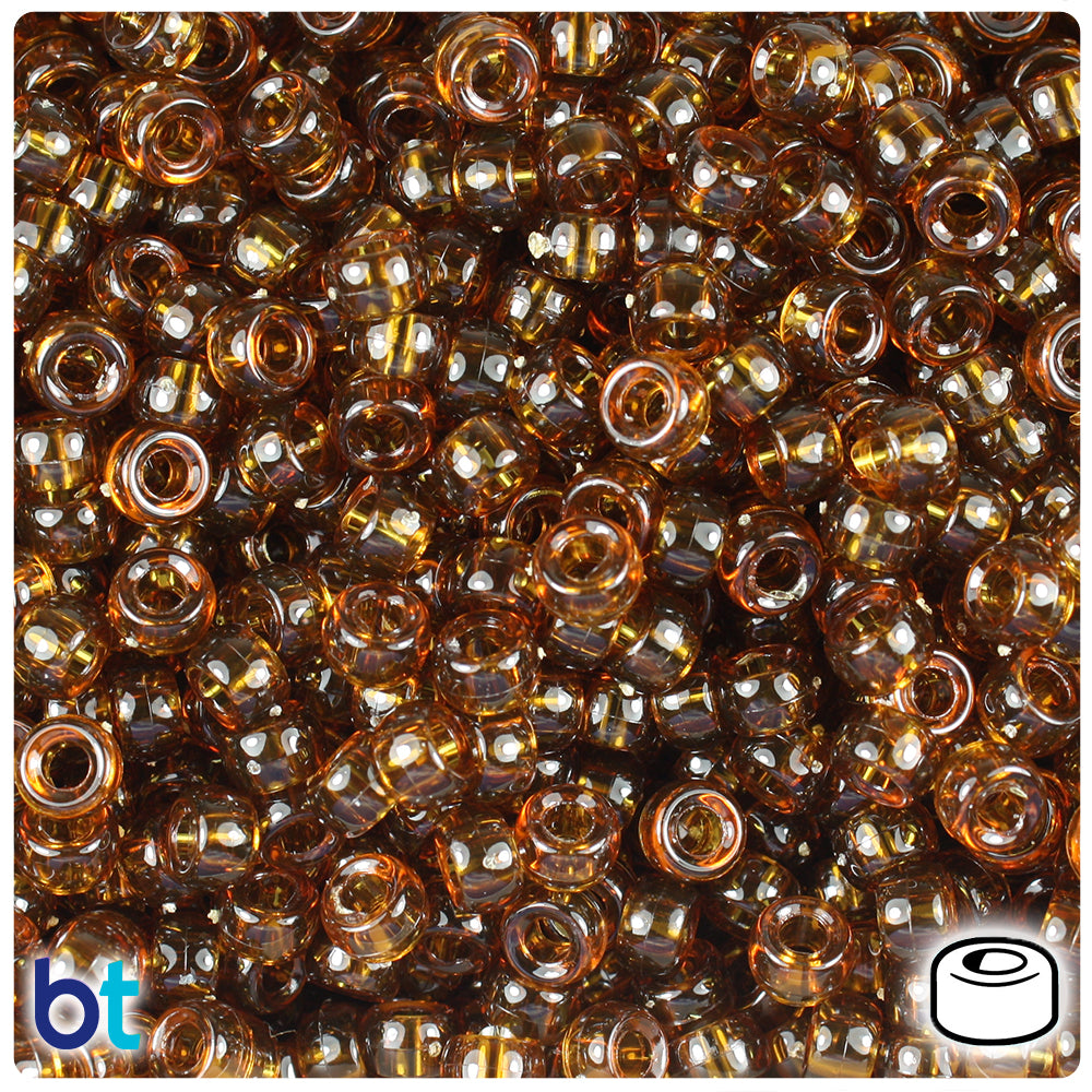 Root Beer Transparent 6.5mm Mini Barrel Pony Beads (1000pcs)