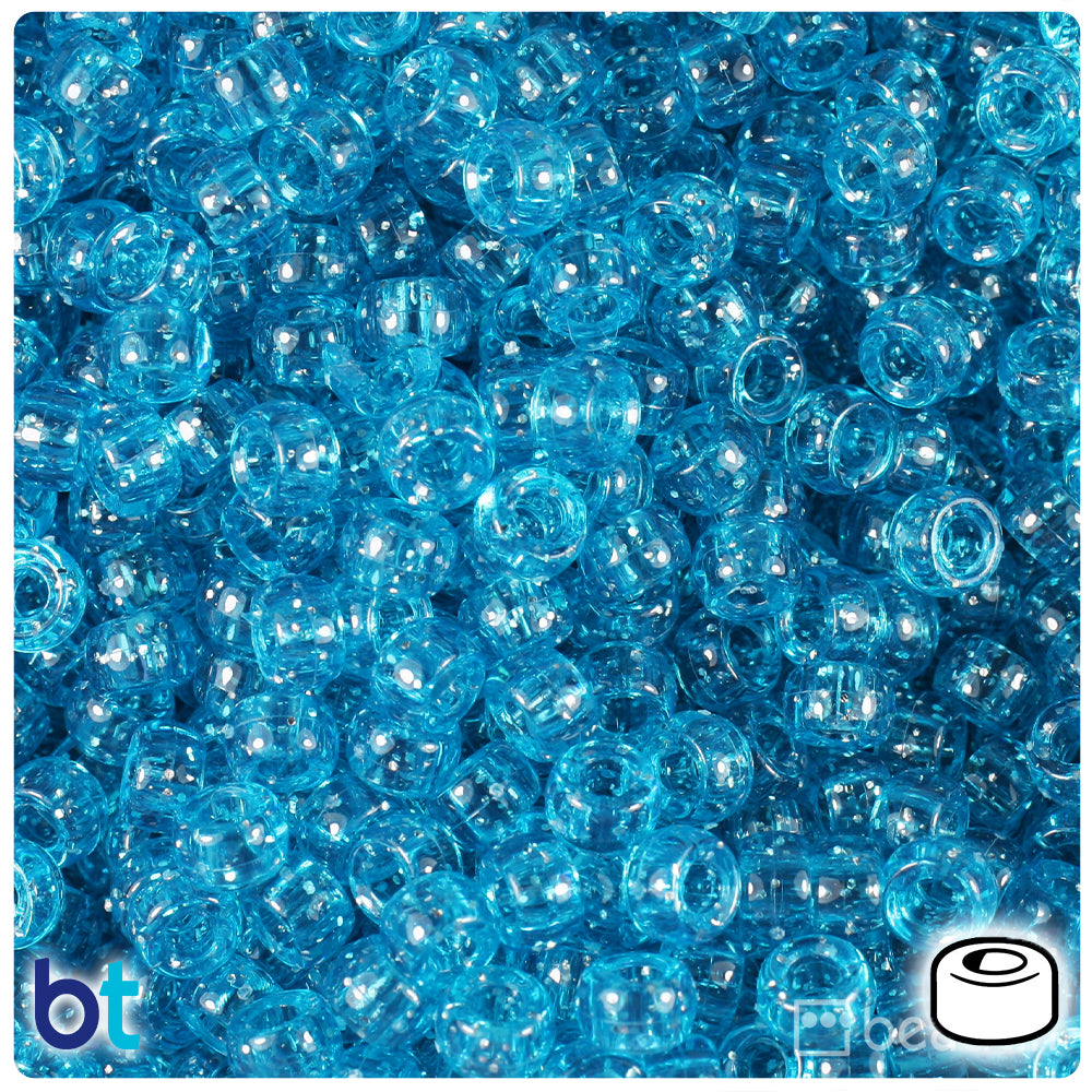 Turquoise Sparkle 6.5mm Mini Barrel Pony Beads (1000pcs)