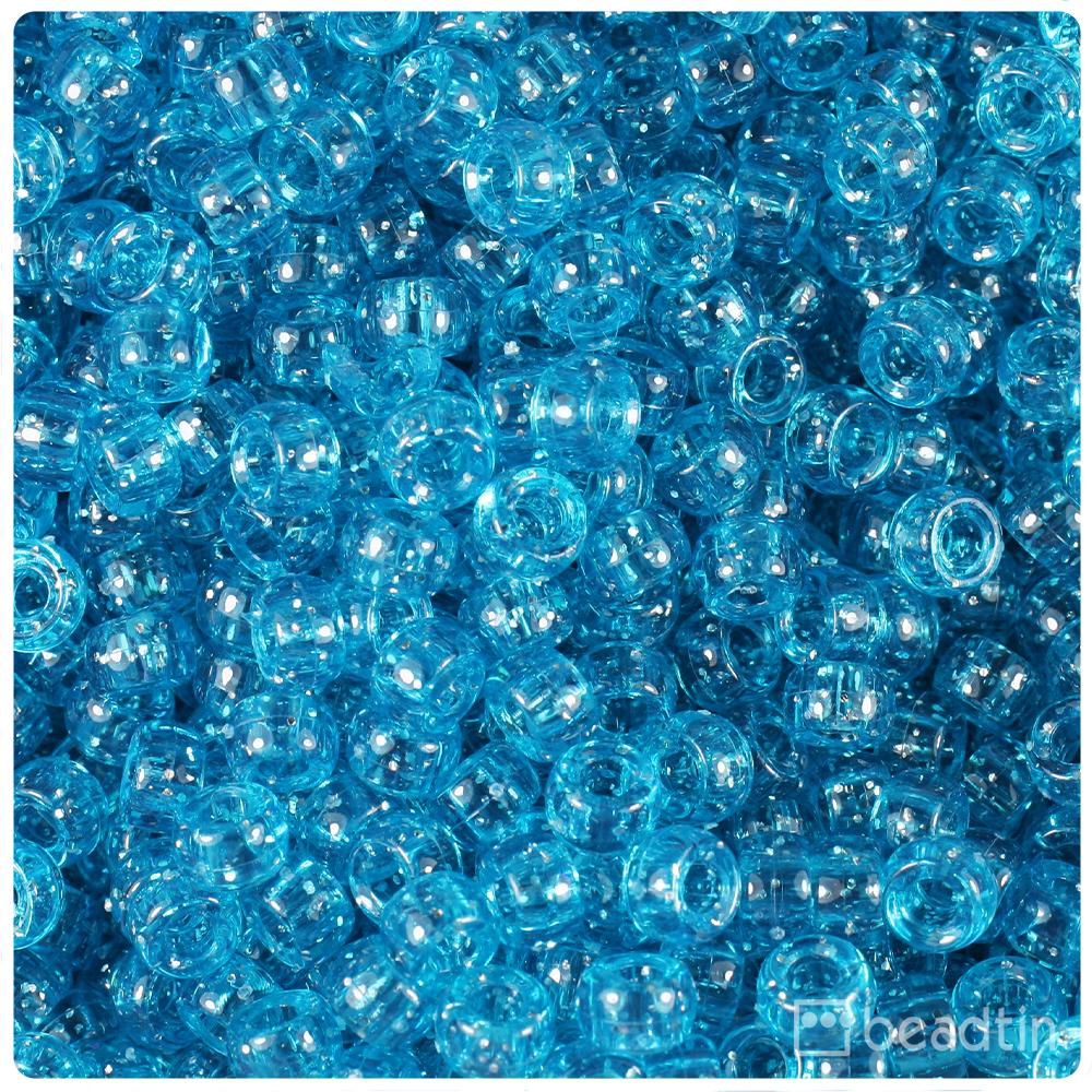 Turquoise Sparkle 6.5mm Mini Barrel Pony Beads (200pcs)