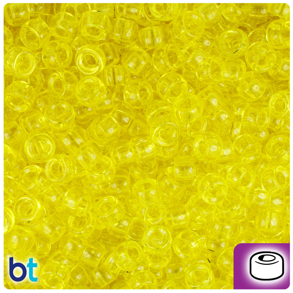 Yellow Transparent 6.5mm Mini Barrel Pony Beads (1000pcs)