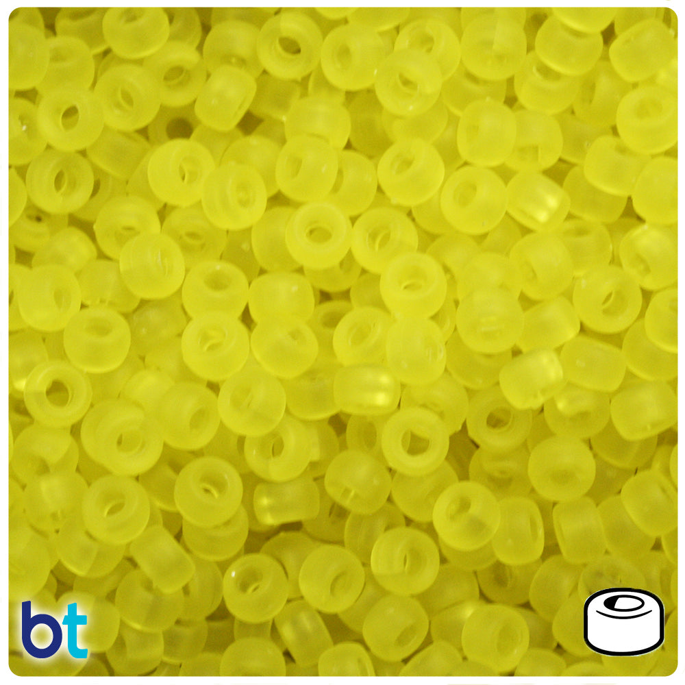 Yellow Frosted 6.5mm Mini Barrel Pony Beads (200pcs)
