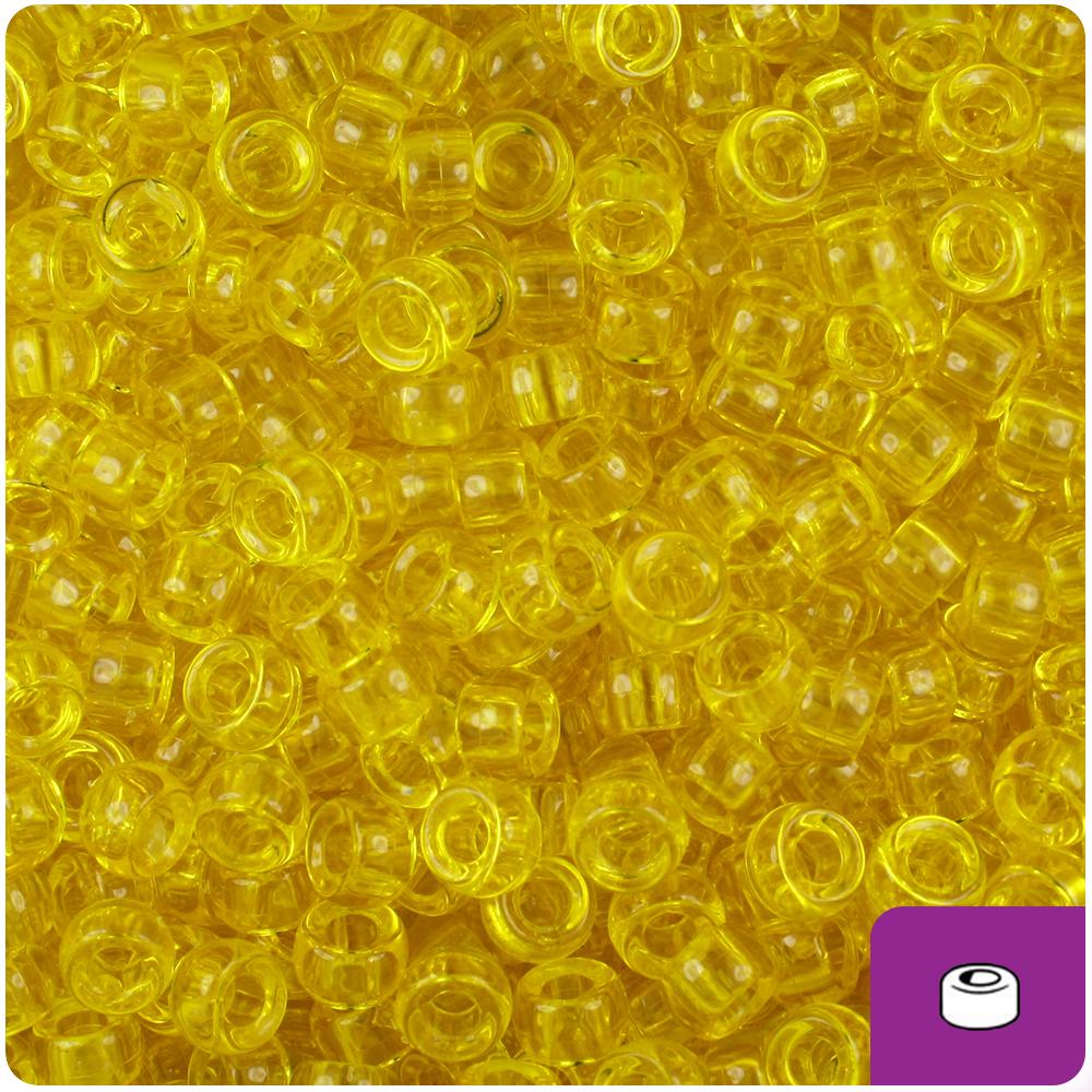 Dark Yellow Transparent 6.5mm Mini Barrel Pony Beads (200pcs)