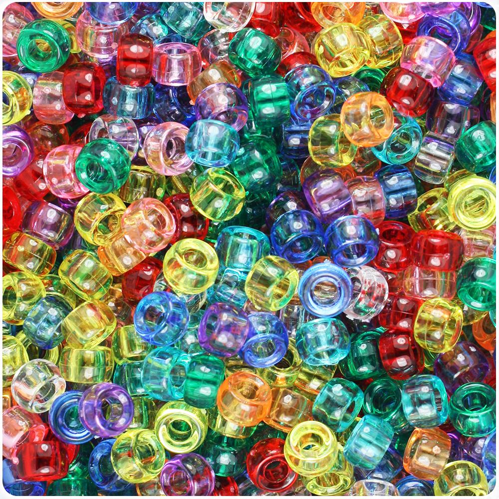Transparent Mix 6.5mm Mini Barrel Pony Beads (200pcs)