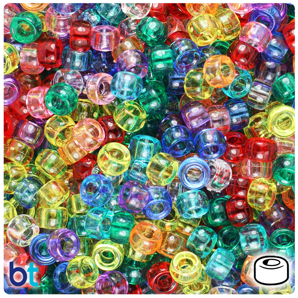 Transparent Mix 6.5mm Mini Barrel Pony Beads (1000pcs)