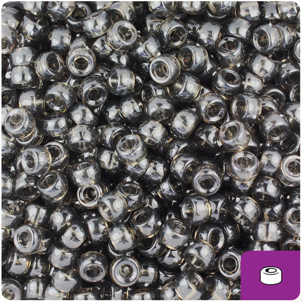 Jet Transparent 6.5mm Mini Barrel Pony Beads (200pcs)