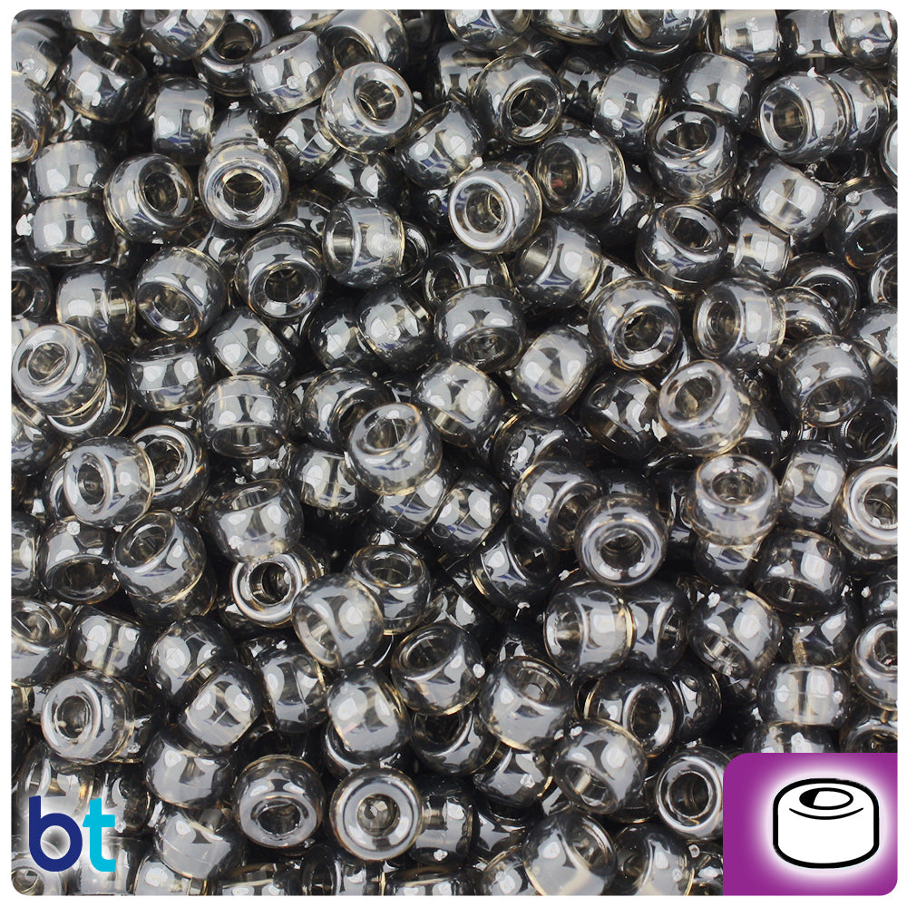 Black Opaque 10mm Coin Alpha Beads - Silver Letter Mix (144pcs)