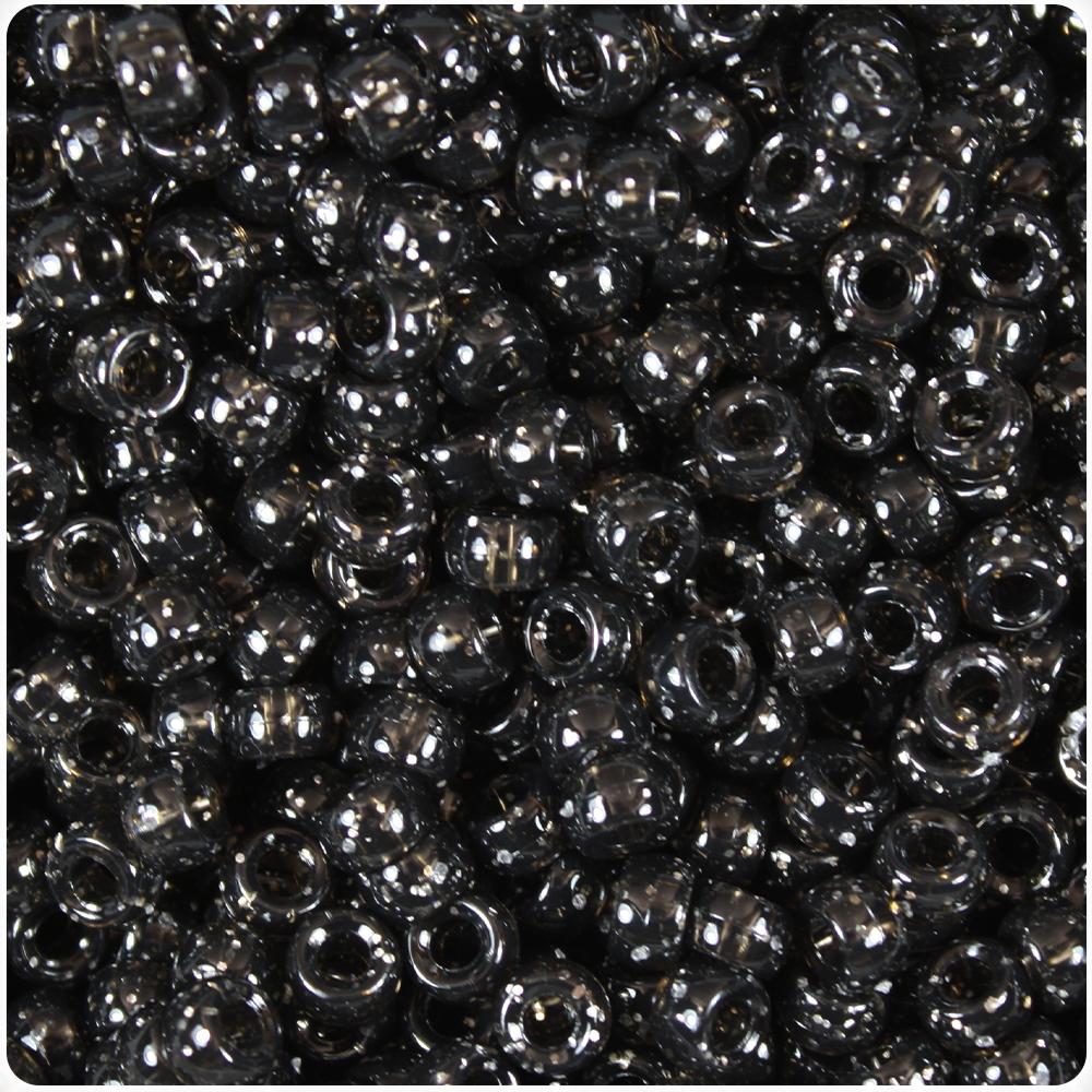 Jet Sparkle 6.5mm Mini Barrel Pony Beads (200pcs)
