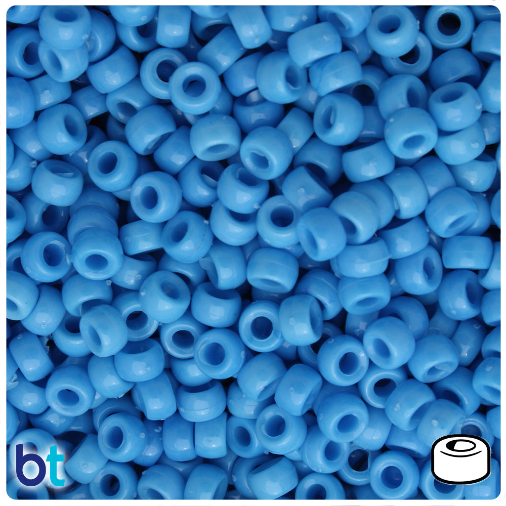 Powder Blue Opaque 6.5mm Mini Barrel Pony Beads (200pcs)