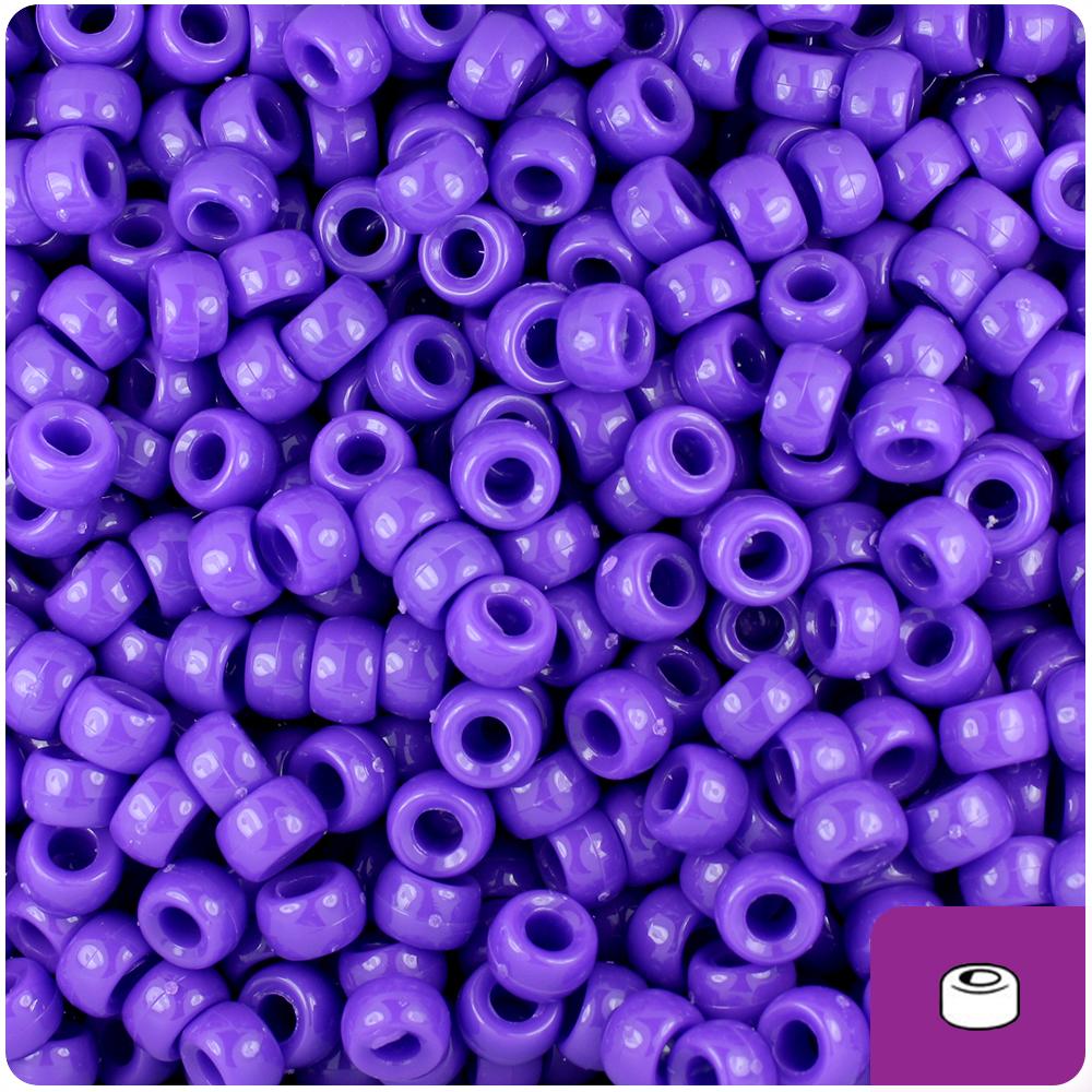 Dark Lilac Opaque 6.5mm Mini Barrel Pony Beads (200pcs)