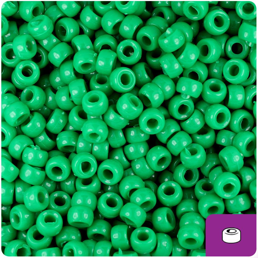 Green Opaque 6.5mm Mini Barrel Pony Beads (200pcs)