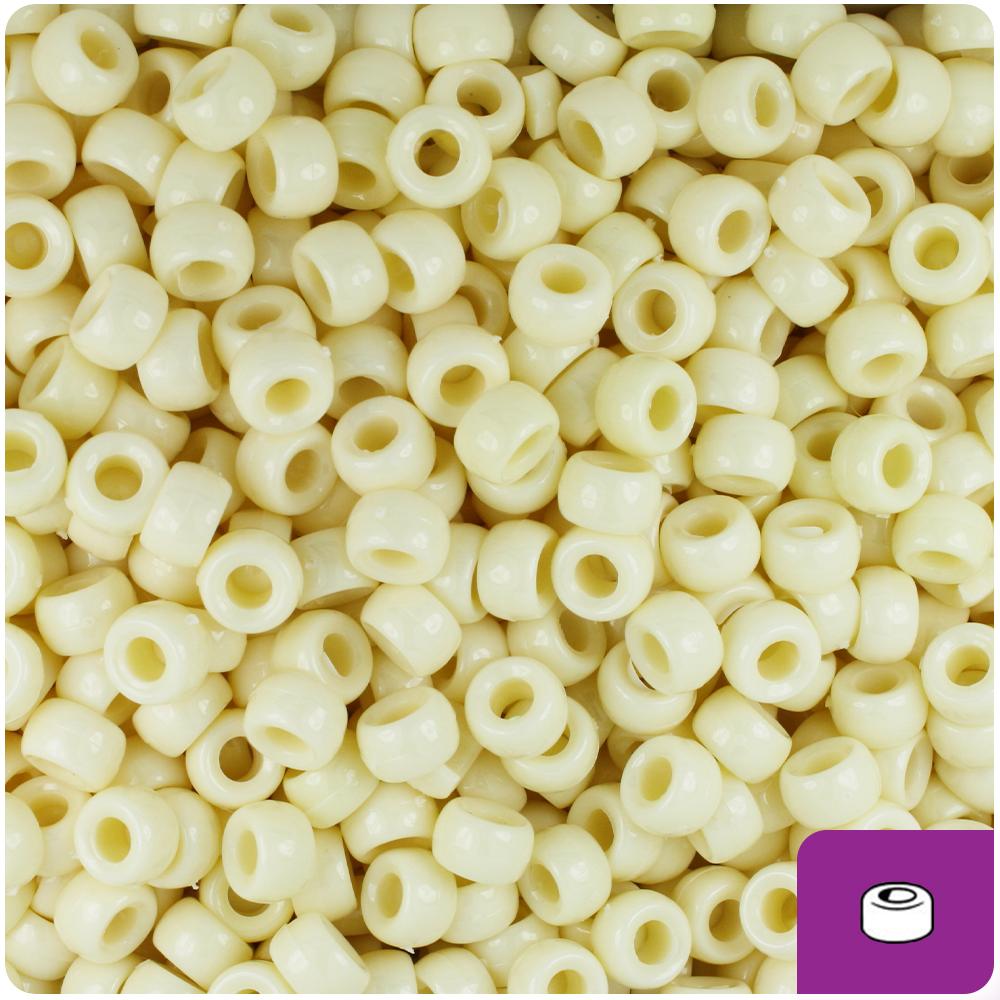 Ivory Opaque 6.5mm Mini Barrel Pony Beads (200pcs)