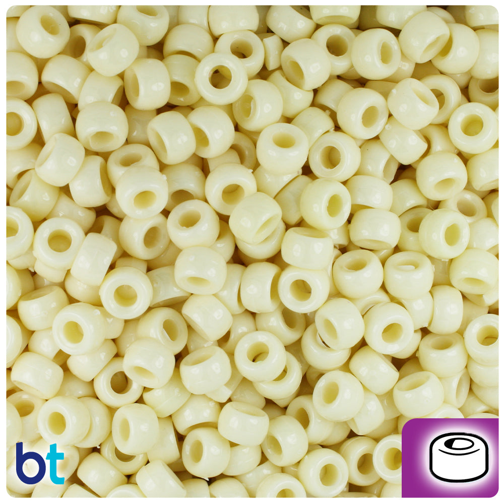 Ivory Opaque 6.5mm Mini Barrel Pony Beads (1000pcs)