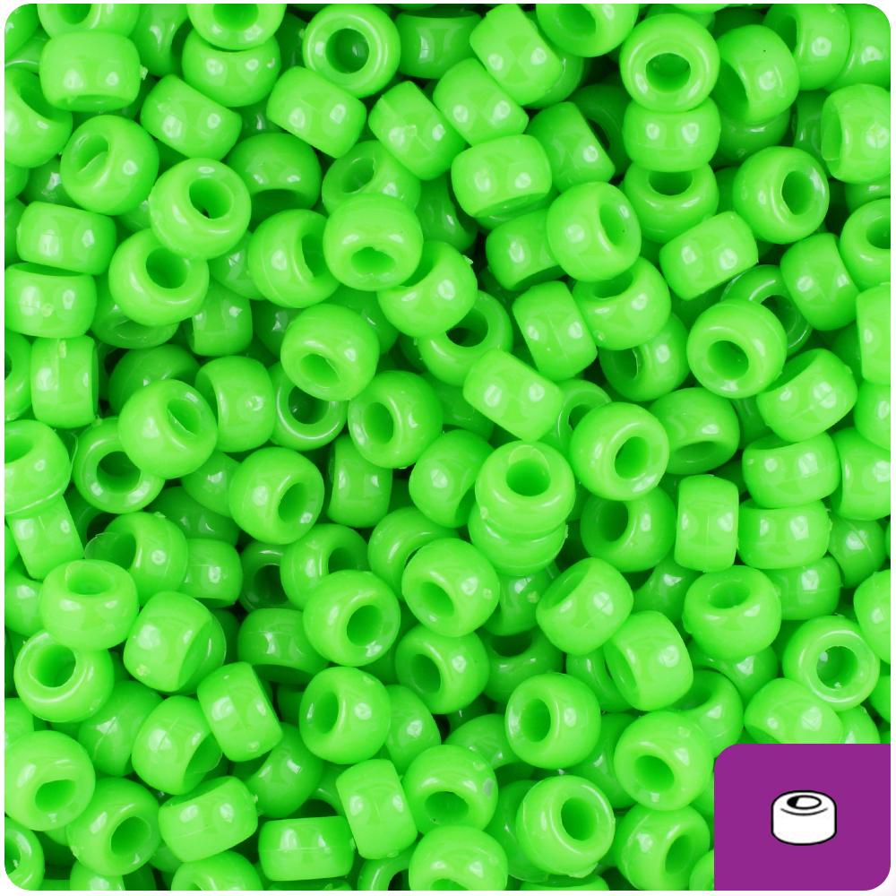 Lime Opaque 6.5mm Mini Barrel Pony Beads (200pcs)