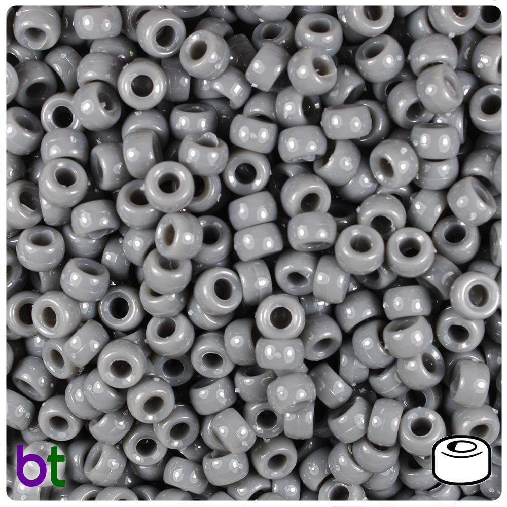 Dark Grey Opaque 6.5mm Mini Barrel Pony Beads (200pcs)