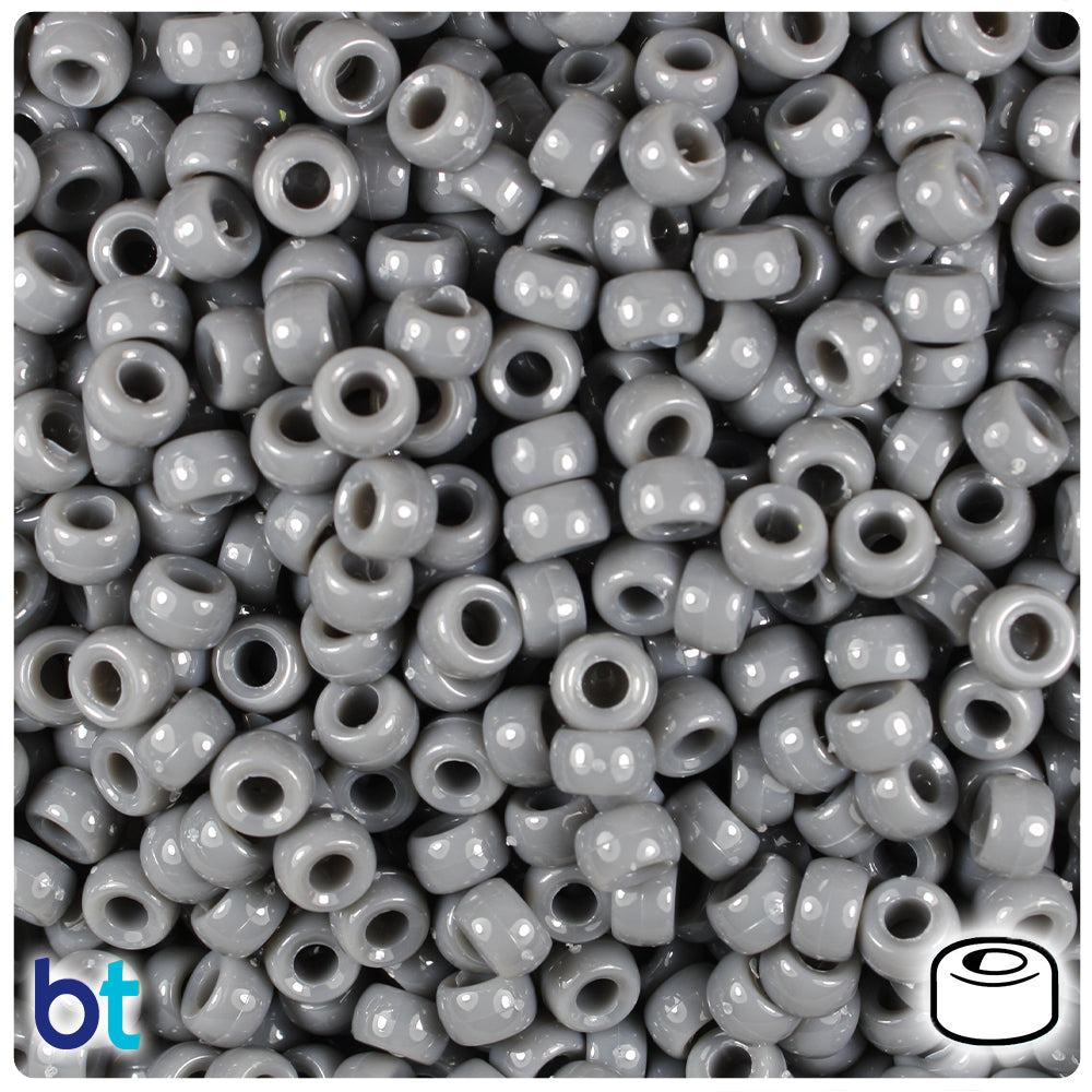 Dark Grey Opaque 6.5mm Mini Barrel Pony Beads (1000pcs)