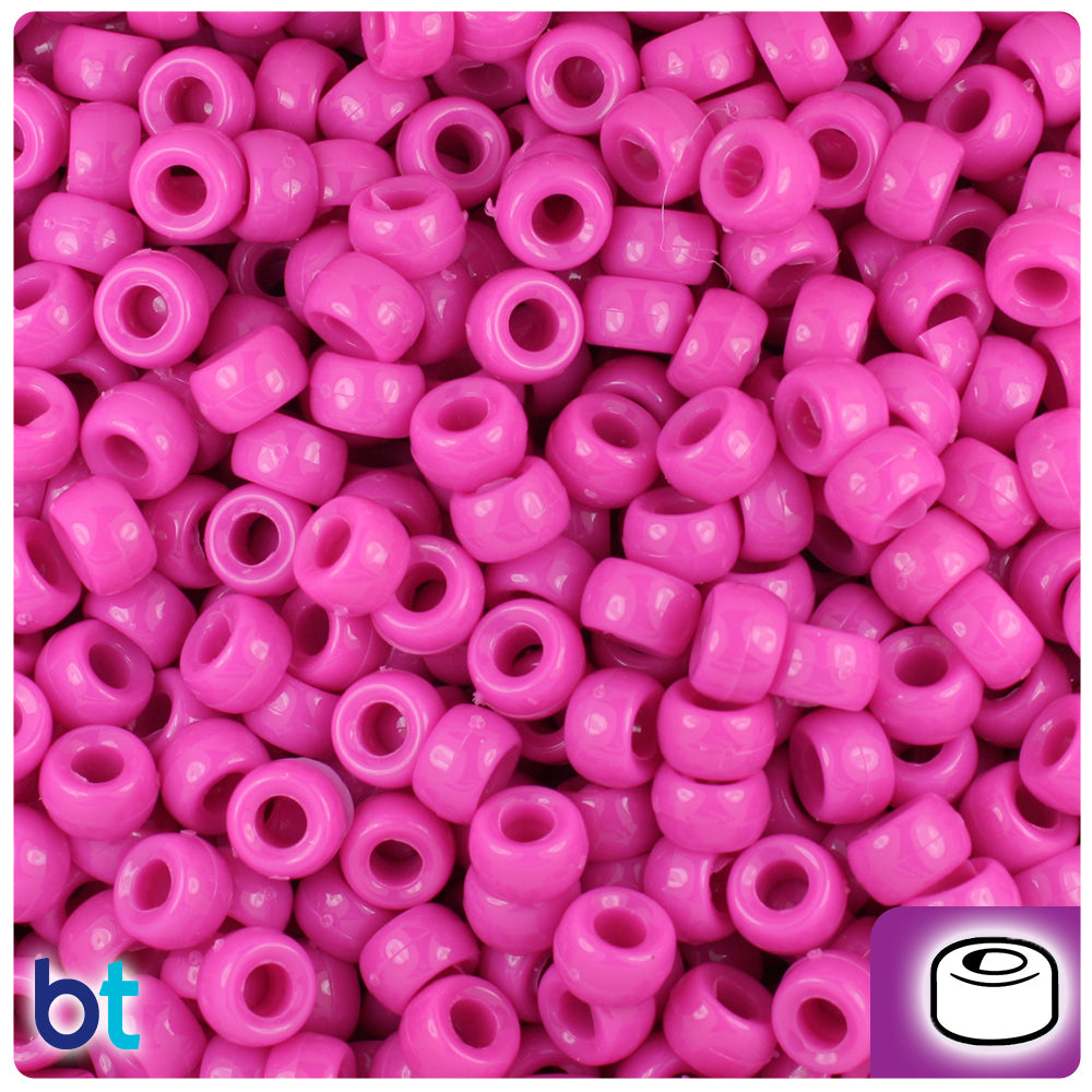 BeadTin Hot Pink Pearl 6.5mm Mini Barrel Plastic Pony Beads (1000pcs)