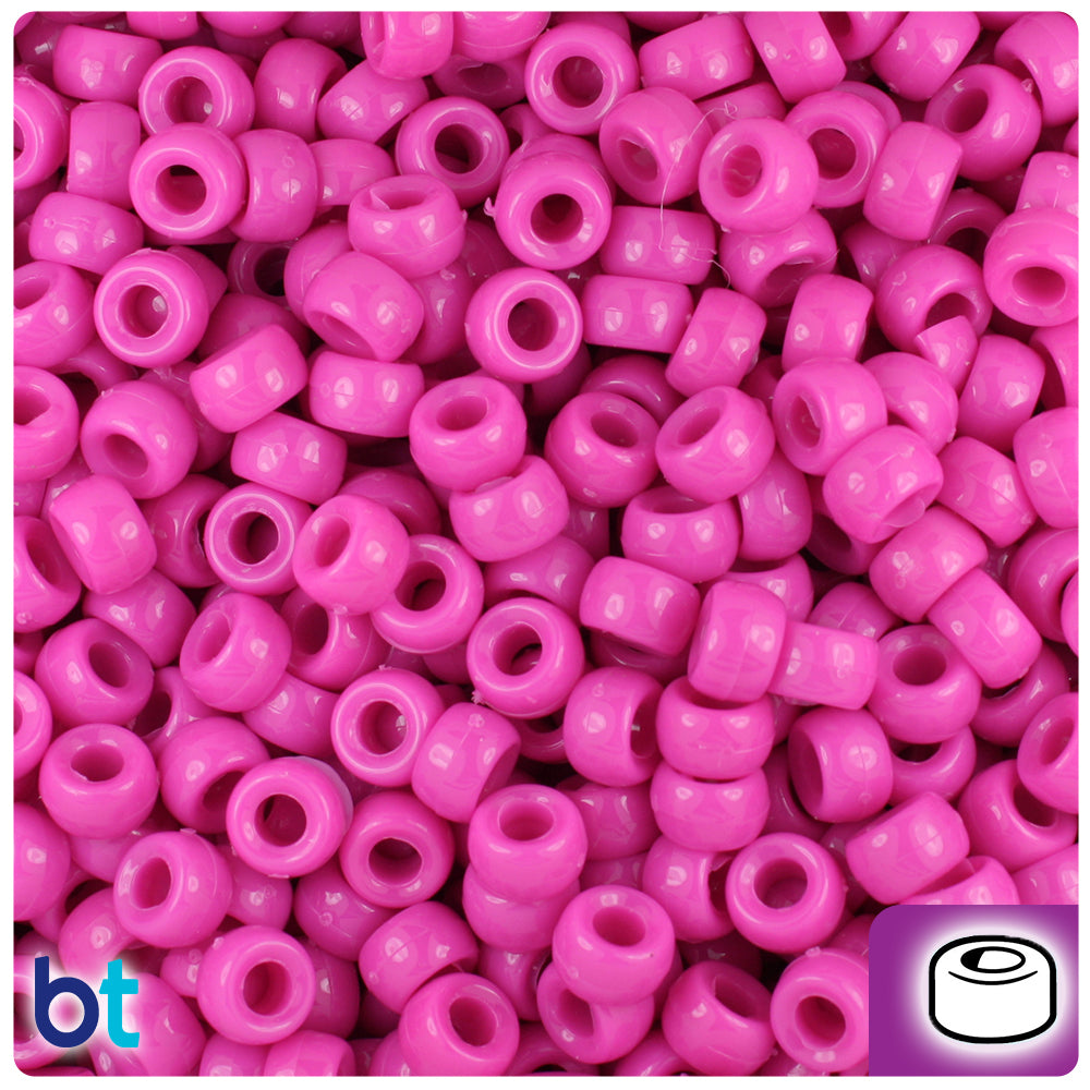Dark Pink Opaque 6.5mm Mini Barrel Pony Beads (1000pcs)