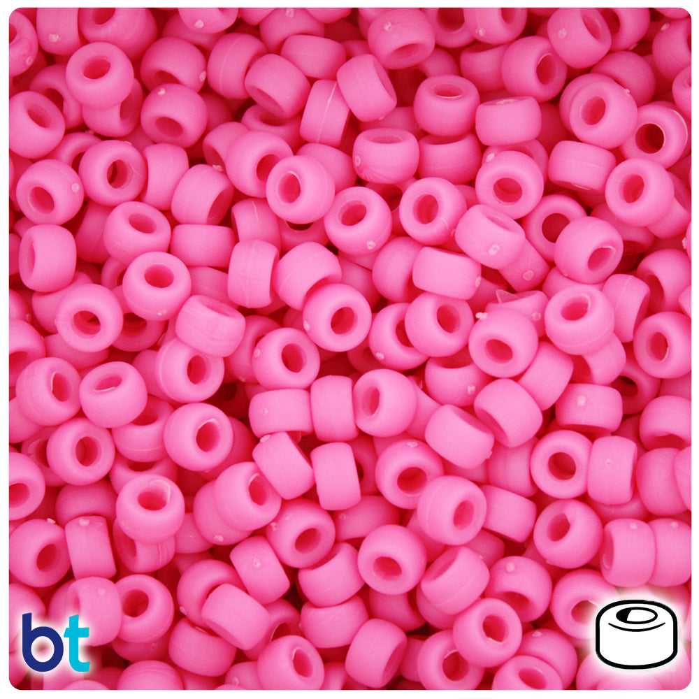 Dark Pink Matte 6.5mm Mini Barrel Pony Beads (1000pcs)