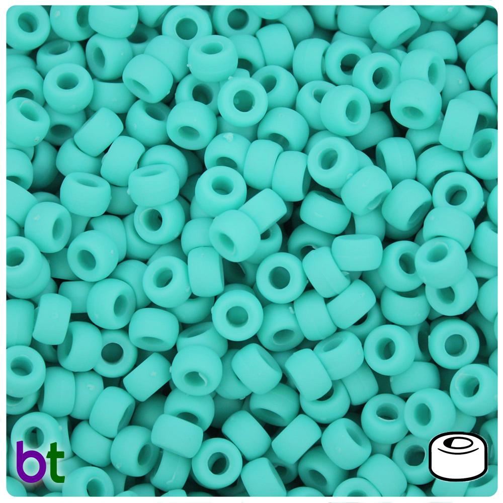 Light Turquoise Matte 6.5mm Mini Barrel Pony Beads (200pcs)