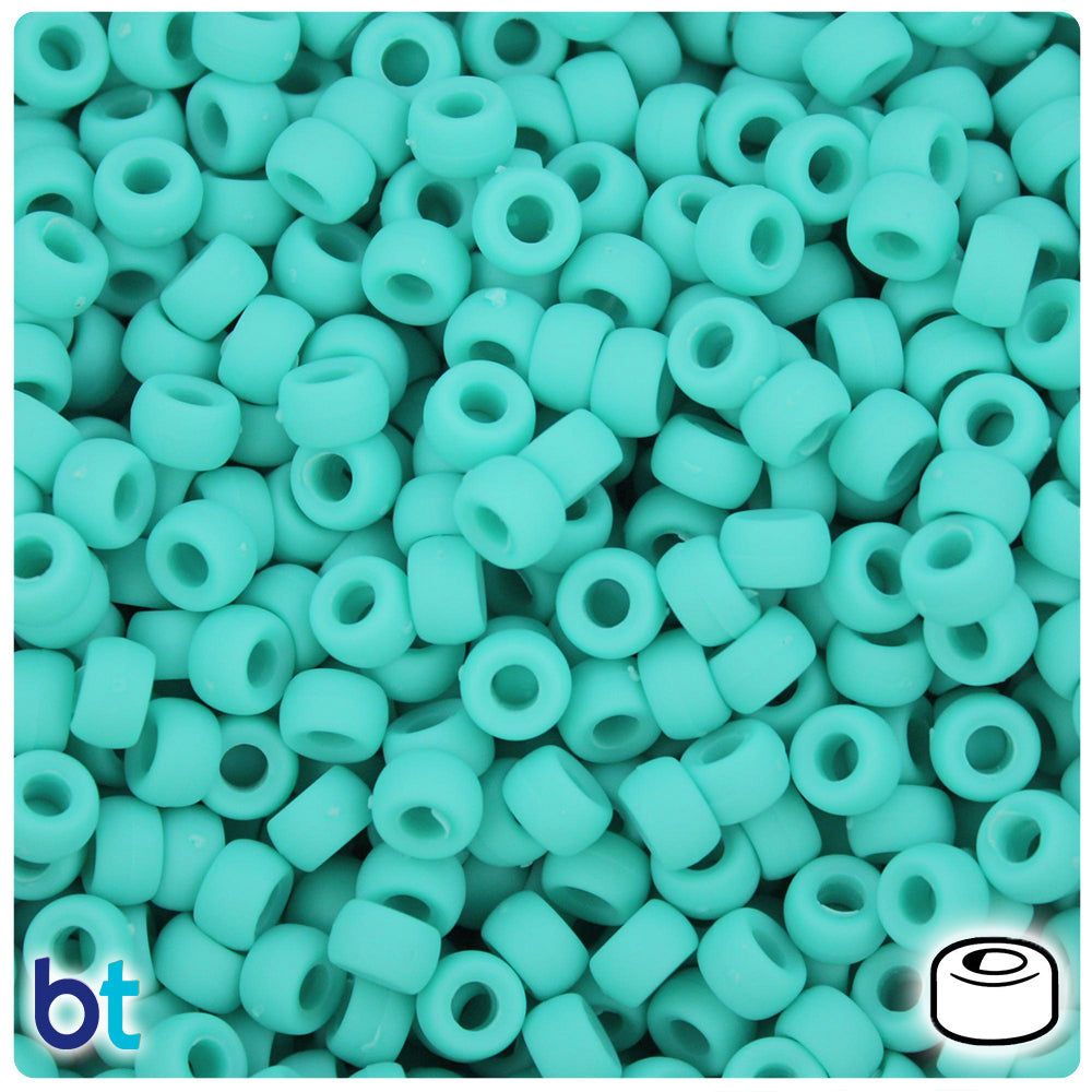 Light Turquoise Matte 6.5mm Mini Barrel Pony Beads (1000pcs)