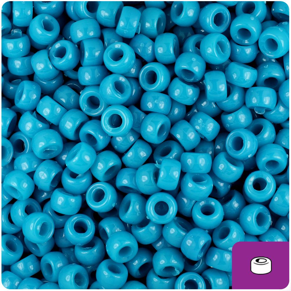 Dark Turquoise Opaque 6.5mm Mini Barrel Pony Beads (200pcs)