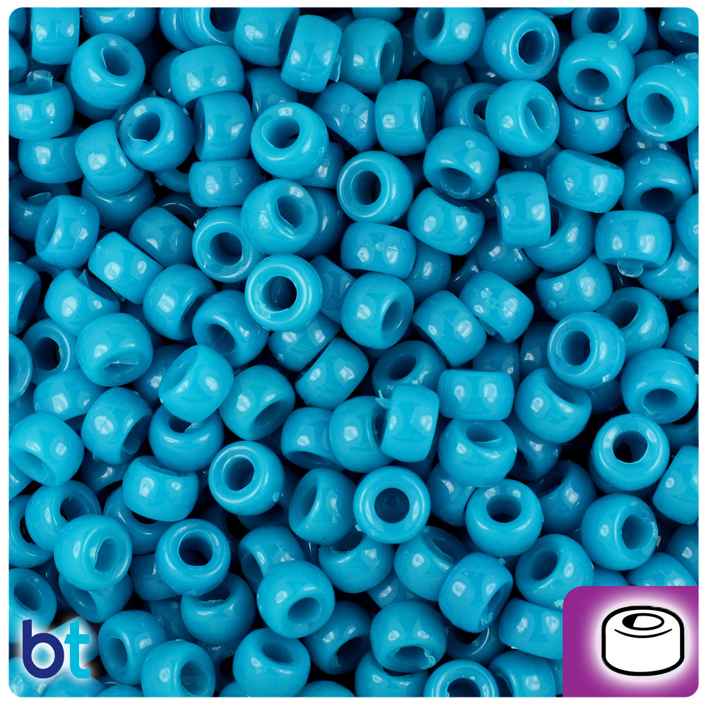 Dark Turquoise Opaque 6.5mm Mini Barrel Pony Beads (1000pcs)