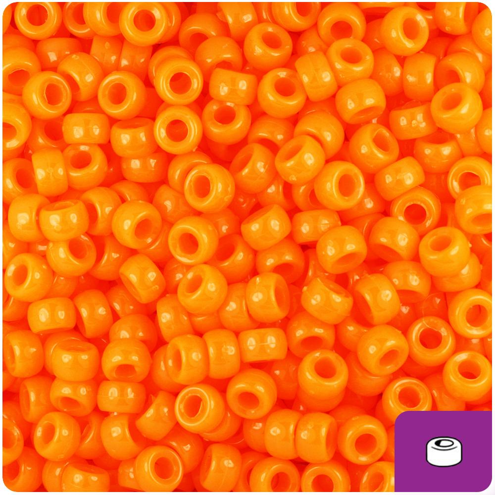 Orange Opaque 6.5mm Mini Barrel Pony Beads (200pcs)
