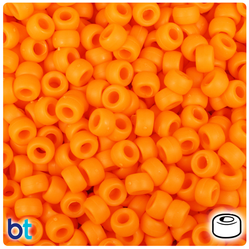 Orange Matte 6.5mm Mini Barrel Pony Beads (1000pcs)