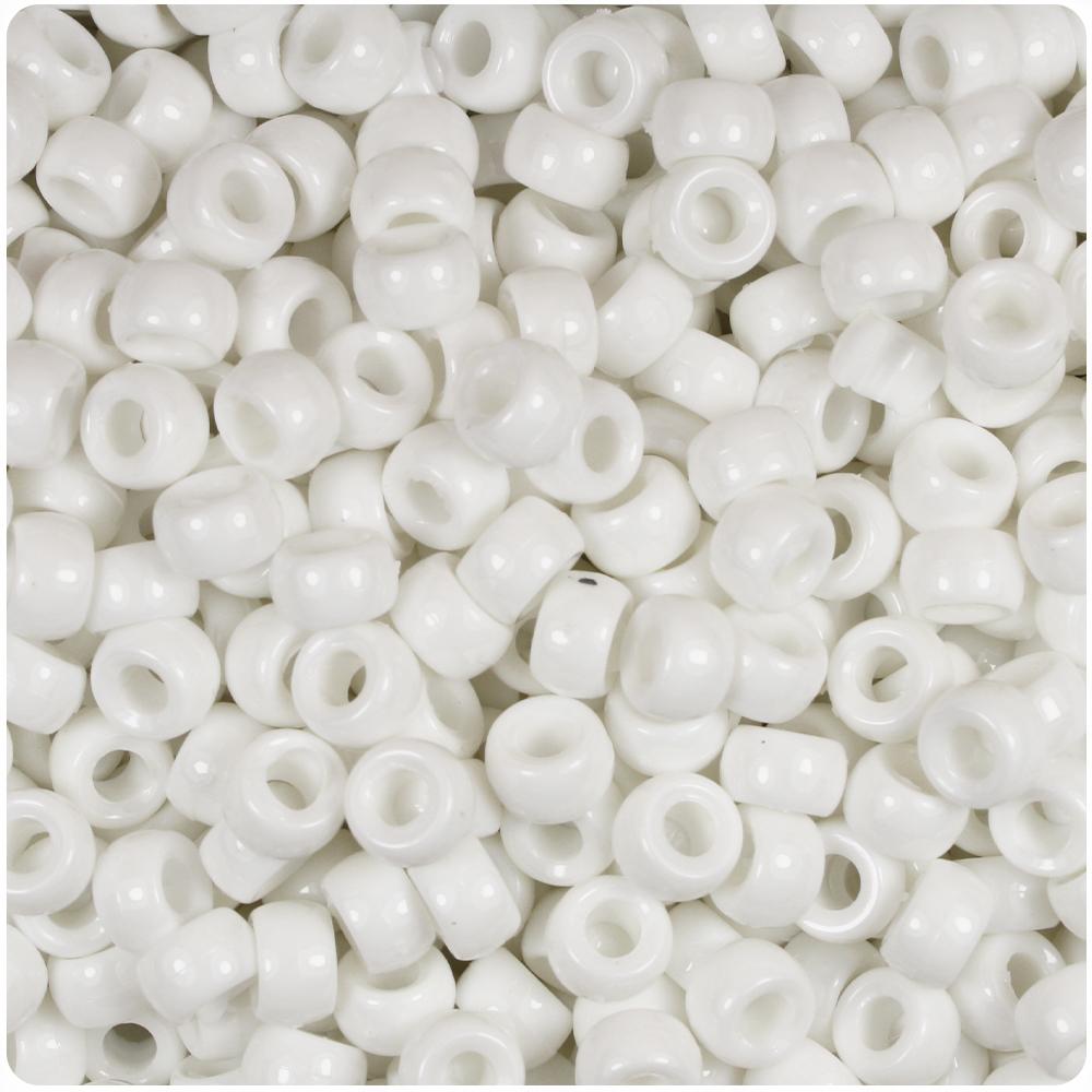 Bright White Opaque 6.5mm Mini Barrel Pony Beads (200pcs)